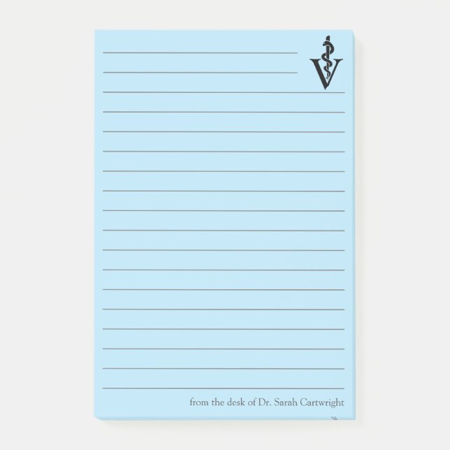 Personalized Blue Veterinarian Office Veterinary Post-it Notes (Front)