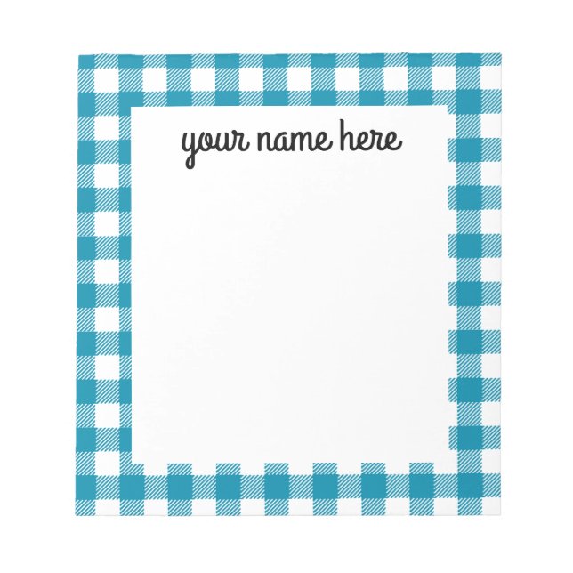 Personalized Blue Vichy Plaid Notepad (Front)
