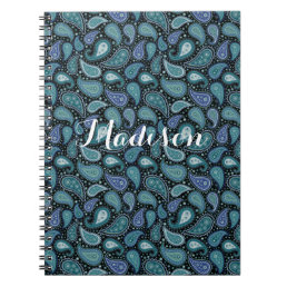 Personalized Blue Vintage Paisley  Notebook