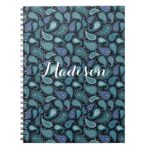 Personalized Blue Vintage Paisley  Notebook