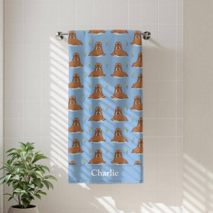 Personalized Blue Walrus Kids Bath Towel