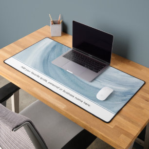 Personalized Blue Watercolor Custom Text Desk Mat