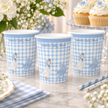 Personalized Blue Watercolor Goose Baby Shower