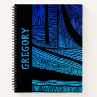 Personalized Blue Wave Merge Spiral Notebook