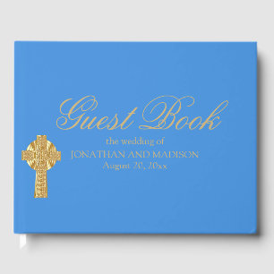 Personalized Blue Wedding Guest Book, Christian Book