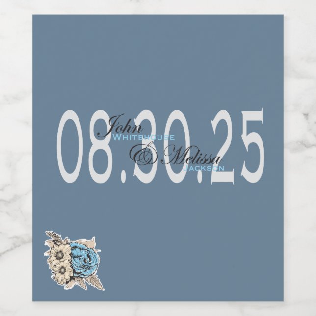 personalized blue Wedding guest Favor  Wine Label (Single Label)