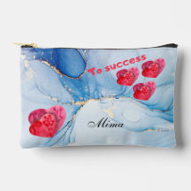 Personalized blue wetercolor pouch