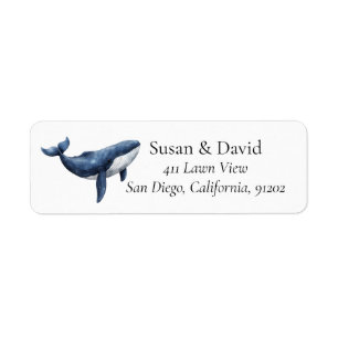Personalized Blue Whale Return Address Label