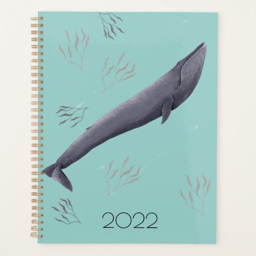 Personalized Blue Whale  Sea Algae Illustration Planner