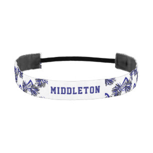 Personalized Blue, White and Black Cheerleader Athletic Headband