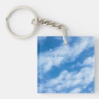 Personalized Blue White Clouds in the Sky Keychain
