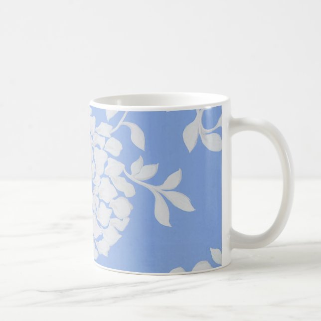 Personalized Blue & White Floral Pattern Coffee Mug (Right)