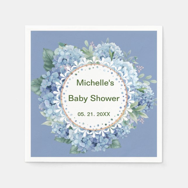 Personalized Blue & White Florals Napkins (Front)