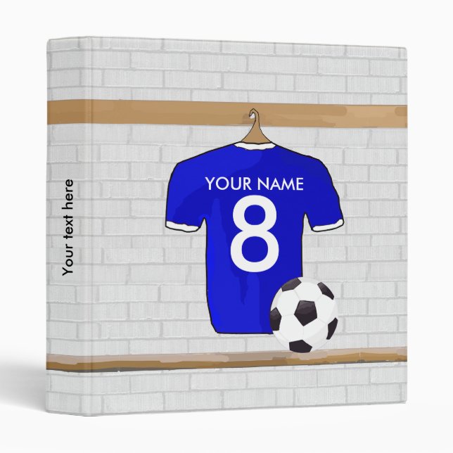 Personalized Blue White Football Soccer Jersey Binder (Front/Spine)