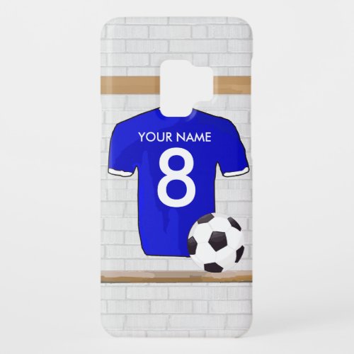 Personalized Blue White Football Soccer Jersey Case_Mate Samsung Galaxy S9 Case