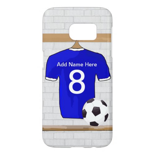 Personalized Blue White Football Soccer Jersey Samsung Galaxy S7 Case