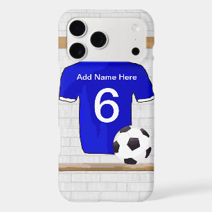 Personalized Blue White Football Soccer Jersey iPhone 17 Pro Max Case