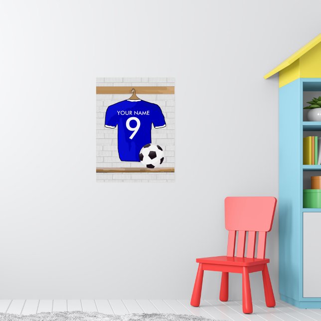 Personalized Blue White Football Soccer Jersey Poster (Nursery 1)