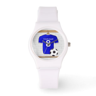 Personalized Blue White Football Soccer Jersey Watch