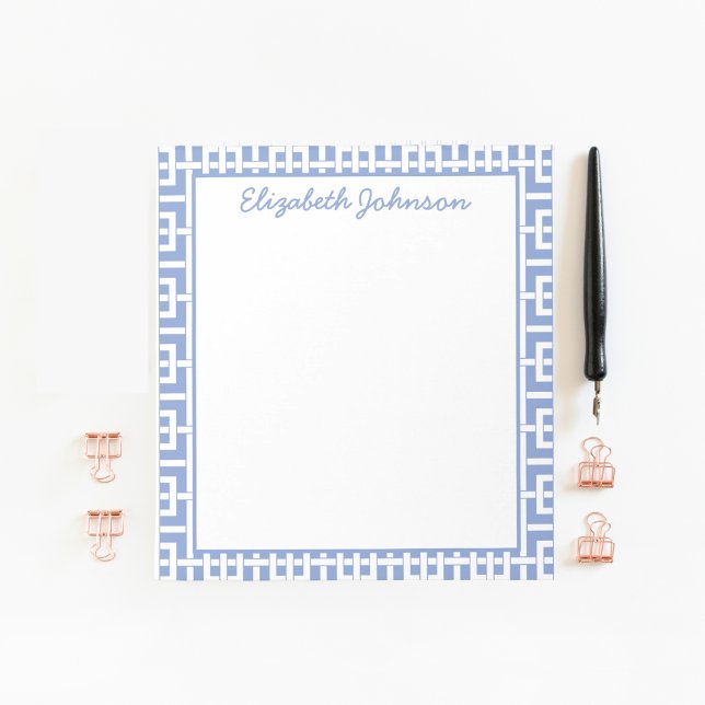 Personalized Blue & White Greek Key Notepad (Creator Uploaded)