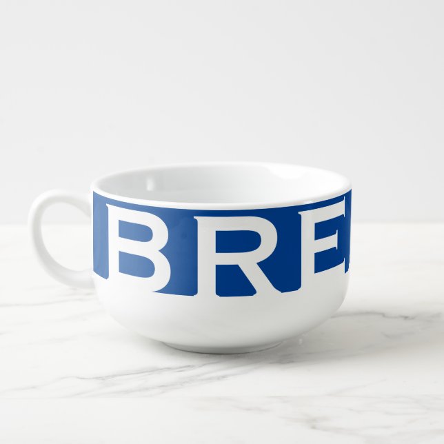 Personalized Blue & White Modern Chic  Soup Mug (Right)