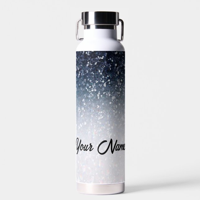 Personalized Blue & White Ombre Water Bottle (Front)