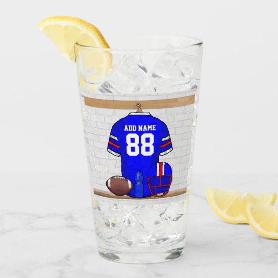 Personalized Blue White Red Football Glas
