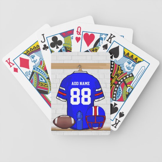 Personalized Blue White Red Football Jersey Bicycle Playing Cards