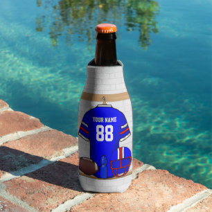 Personalized Blue White Red Football Jersey Bottle Cooler