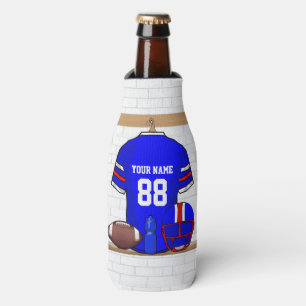 Personalized Blue White Red Football Jersey Bottle Cooler
