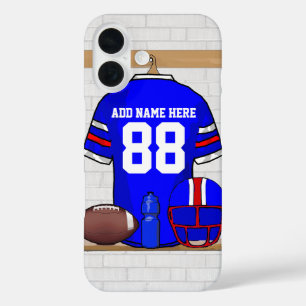 Personalized Blue White Red Football Jersey iPhone 16 Case