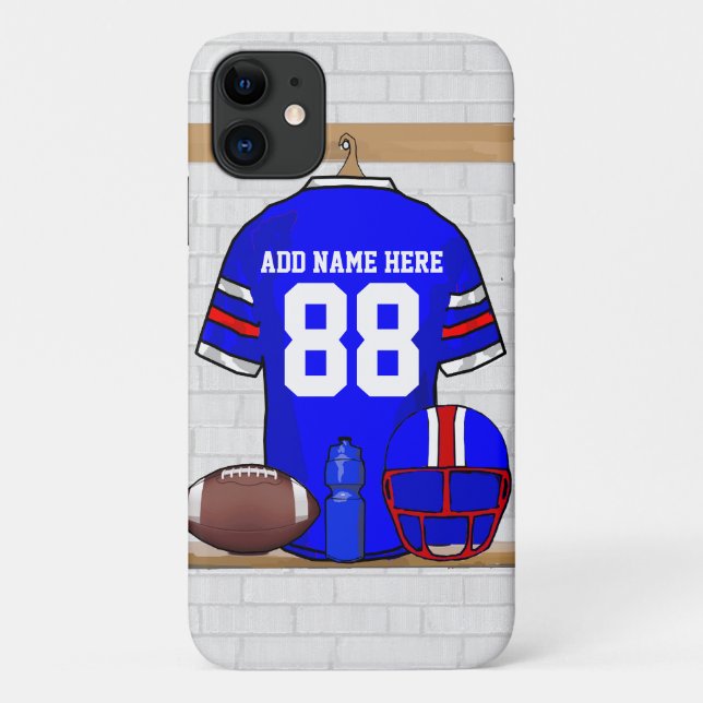 Personalized Blue White Red Football Jersey Case-Mate iPhone Case (Back)