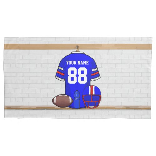 Personalized Blue White Red Football Jersey Pillow Case