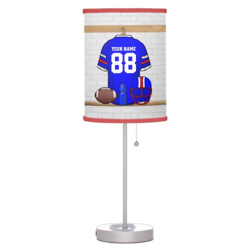 Personalized Blue White Red Football Jersey Table Lamp