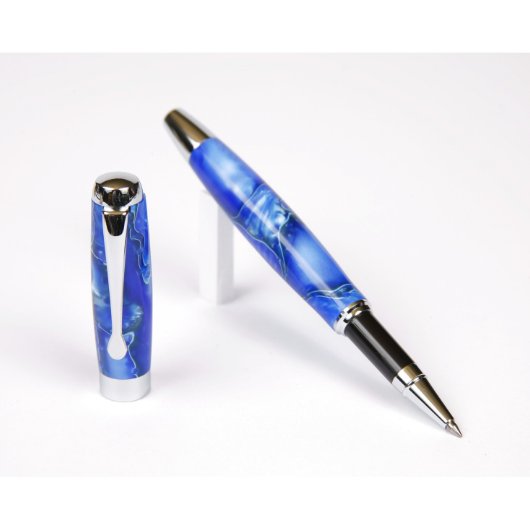 Personalized Blue & White Roller Ball Pen (3/4)