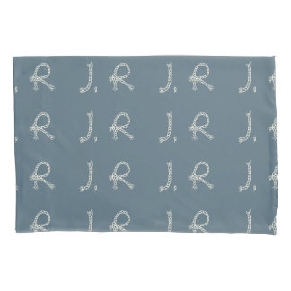 Personalized Blue White Rope Knot Monogram Nautica Pillow Case