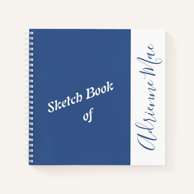 Personalized Blue & White Sketch Book (Front)