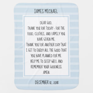 Personalized, Blue/White Stripe, Nighttime Prayer Baby Blanket