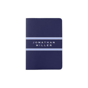 Personalized Blue & White Stripe Passport Holder