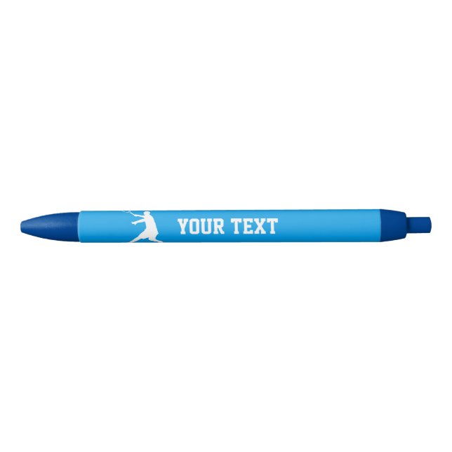 Personalized blue white tennis player sports pen (Front)