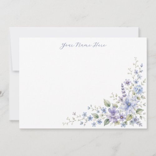 Personalized Blue Wildflower Notecards