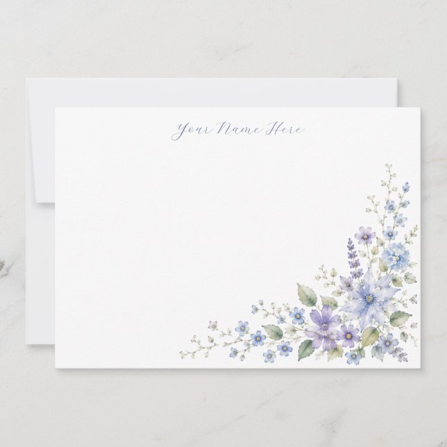 Personalized Blue Wildflower Notecards (Front)