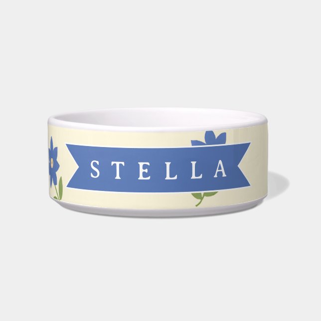 Personalized Blue Wildflower Pattern Name Gift Bowl (Front)