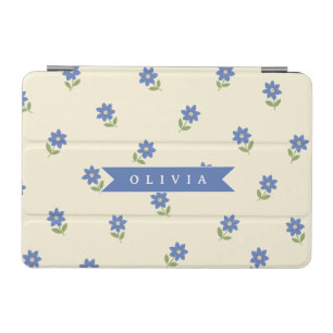 Personalized Blue Wildflower Pattern Name Gift iPad Mini Cover