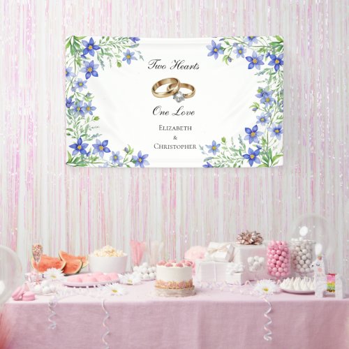 Personalized Blue Wildflowers Engagement Banner