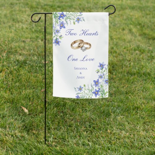 Personalized Blue Wildflowers Wedding Engagement  Garden Flag