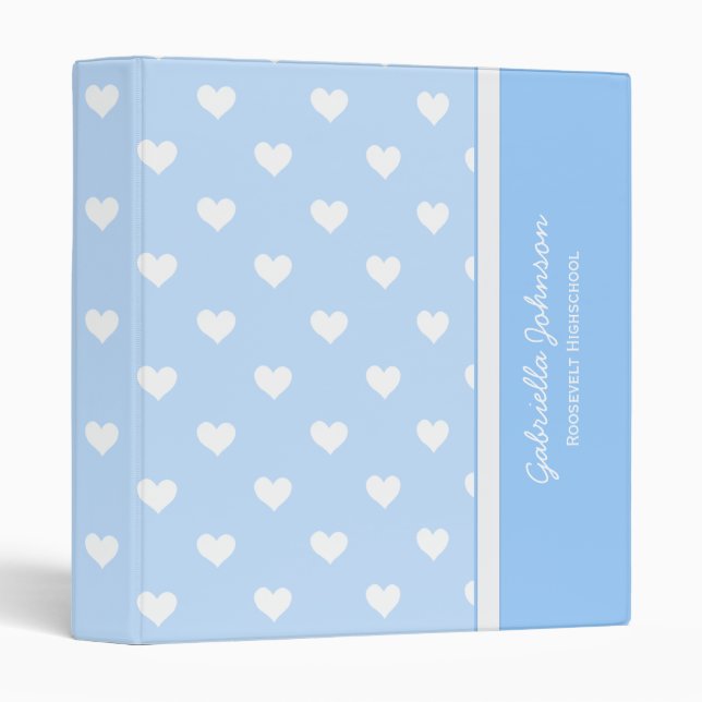 Personalized: Blue With White Heart Binder (Front/Spine)