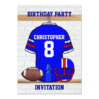 Personalized Blue WR Football Jersey Birthday Card