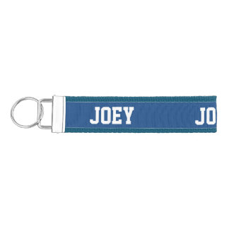 Personalized blue wrist keychain