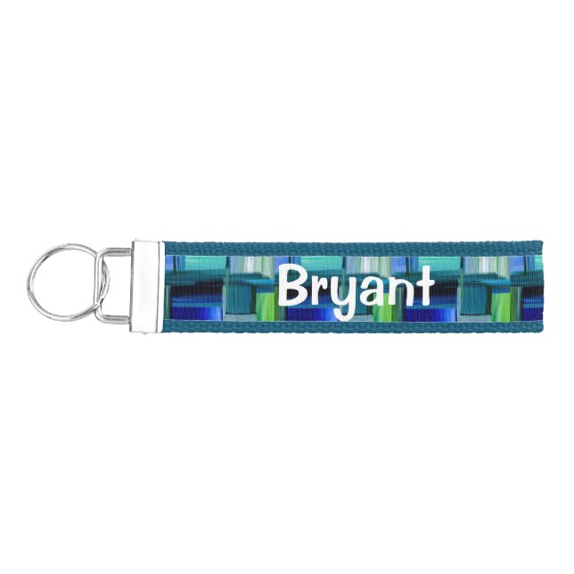 Personalized Blue Wrist Keychain (Keys on Left)